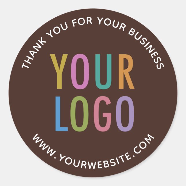 Brown Thank You Stickers Custom Company Logo Round (Front)