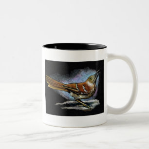 BROWN THRASHER in Colour Pencil: Art Two-Tone Coffee Mug