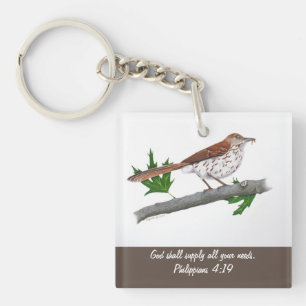 Brown Thrasher Inspirational Keychain