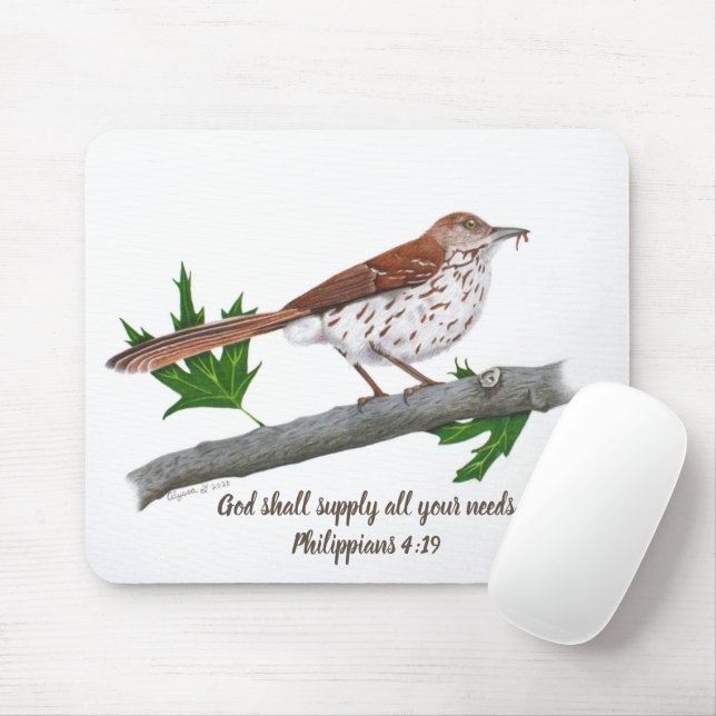 Brown Thrasher Inspirational Mousepad (With Mouse)