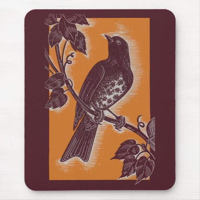 brown thrush with orange mouse mat (Front)