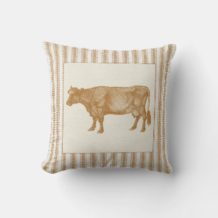 Brown Ticking Effect with Vintage Cow Cushion