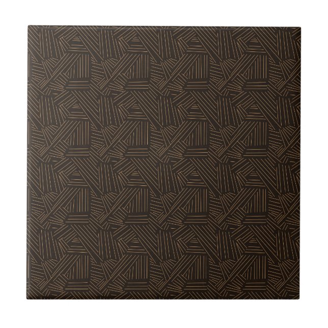 Brown Tiki Pattern Polynesian Look Rustic Decor Tile (Front)
