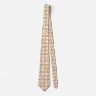 Brown Tiny White Floral Pattern Necktie for Men