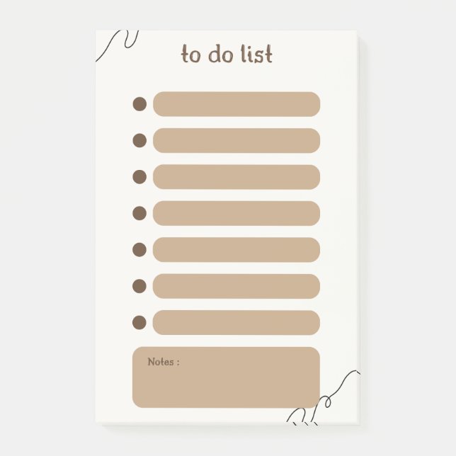 Brown To Do List Post-It Notes (Front)