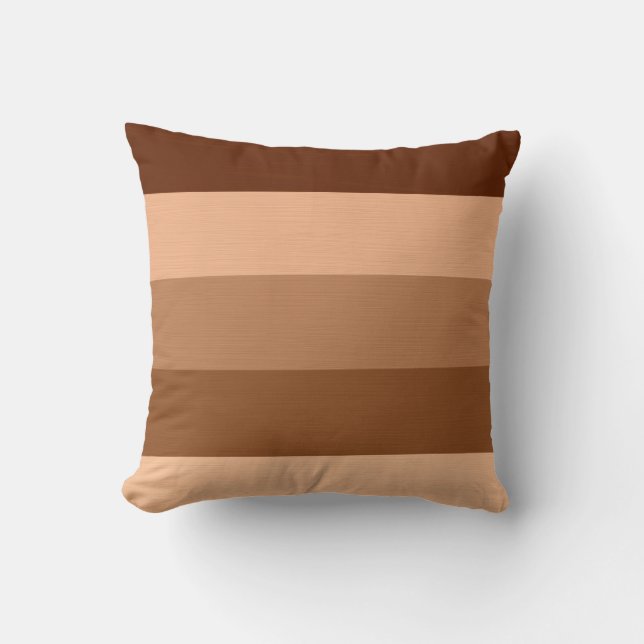 Brown tone retro stripes cushion (Front)