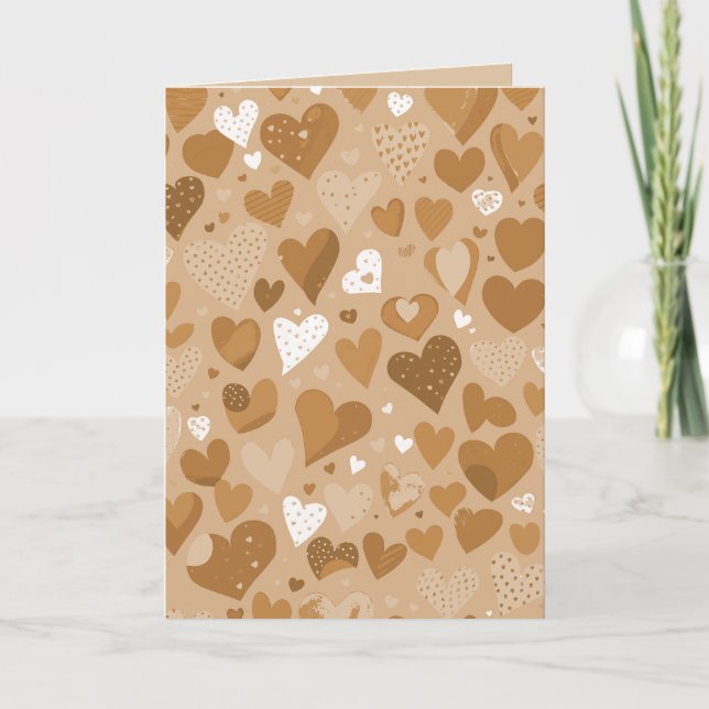 Brown-toned hearts pattern. invitation (Front)