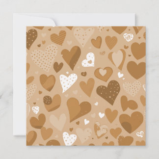 Brown-toned hearts pattern. thank you card