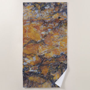 Brown Tones Faux Marble Stone Beach Towel