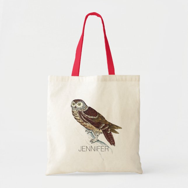 Brown Tones Owl Drawing Tote Bag (Front)