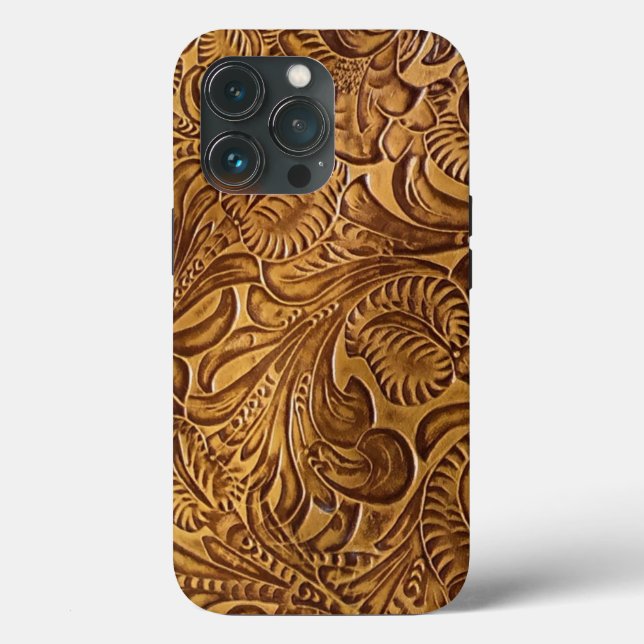 Brown Tooled Faux Leather  Case-Mate iPhone Case (Back)