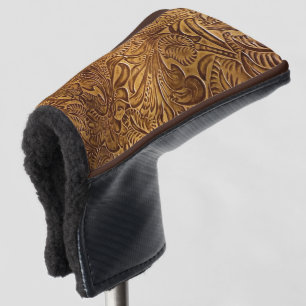 Brown Tooled Faux Leather  Golf Head Cover