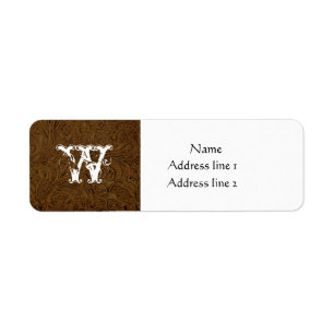 Brown Tooled Leather Address Labels