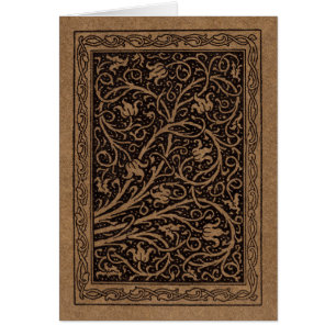 Brown Tooled Leather Art Nouveau Floral