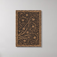 Brown Tooled Leather Art Nouveau Floral
