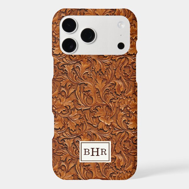 Brown Tooled Leather Monogrammed (Back)