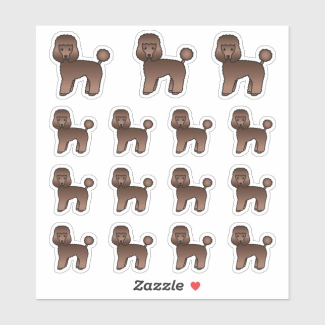 Brown Toy Poodle Cute Cartoon Dogs (Sheet)