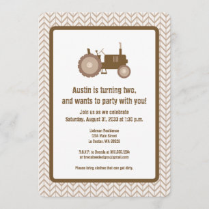 Brown Tractor Invitation