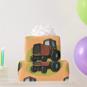 Brown Tractor Wrapping Paper