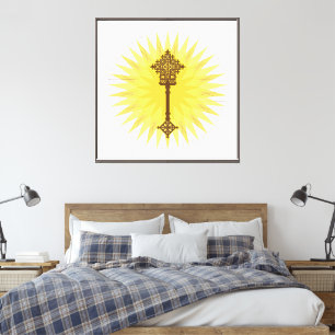 Brown Traditional Ethiopian Cross Design Canvas Print