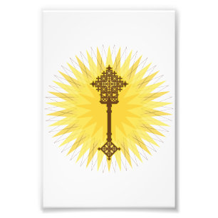 Brown Traditional Ethiopian Cross Design Photo Print