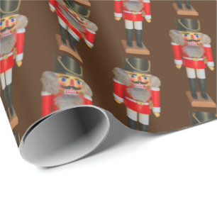 Brown Traditional Nutcracker  Soldier Christmas  Wrapping Paper