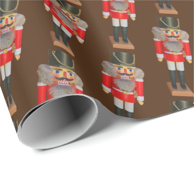 Brown Traditional Nutcracker  Soldier Christmas  Wrapping Paper (Roll Corner)