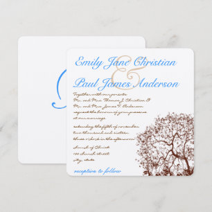 Brown Tree Aqua Blue Font Wedding Invitation