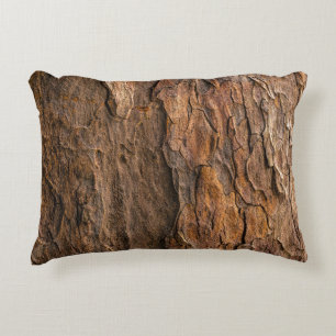 Brown tree bark in closeup photography decorative cushion