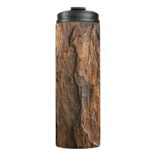 Brown tree bark in closeup photography thermal tumbler
