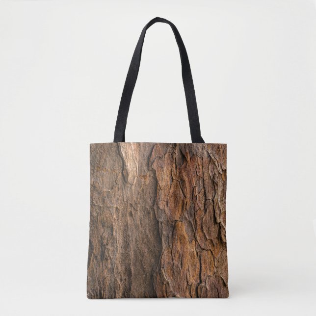 Brown tree bark in closeup photography tote bag (Front)