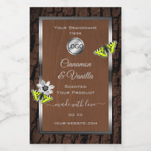 Brown Tree Bark Silver Frame Product Labels Logo