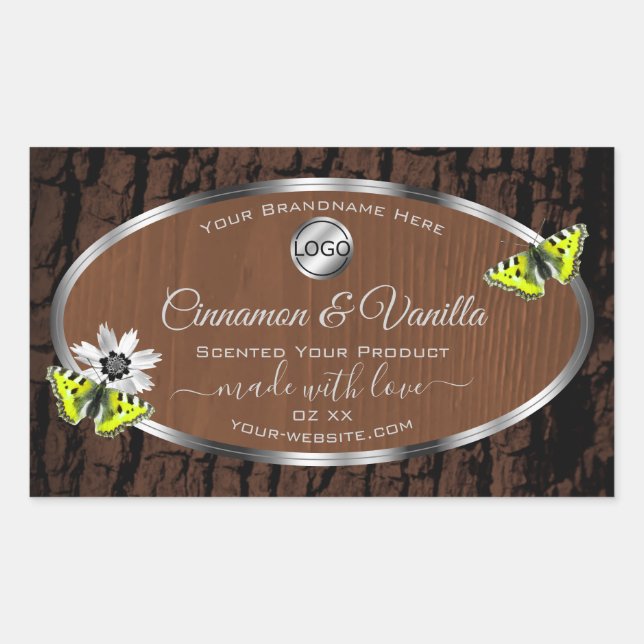 Brown Tree Bark Silver Frame Product Labels Logo (Front)