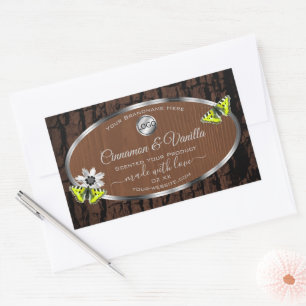 Brown Tree Bark Silver Frame Product Labels Logo