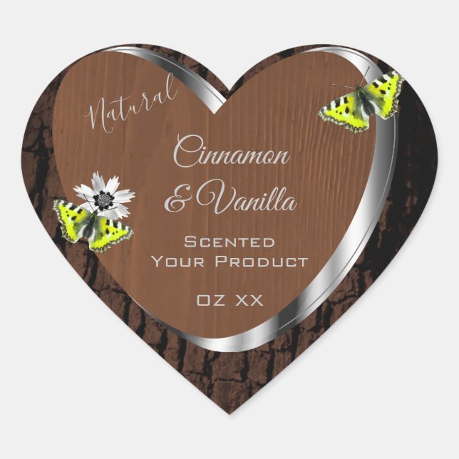 Brown Tree Bark with Silver Frame Product Labels (Front)