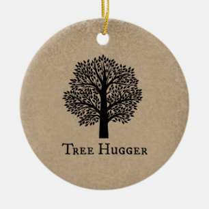 Brown Tree Hugger Ceramic Tree Decoration