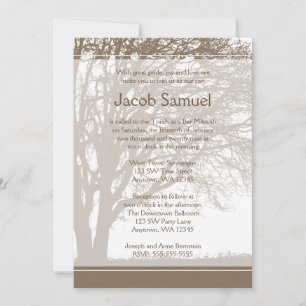 Brown Tree of Life Bar Mitzvah Invitations