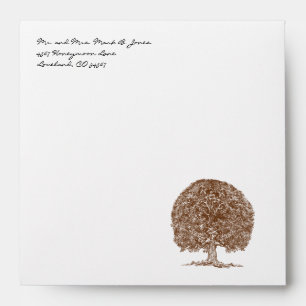 Brown Tree Wedding Envelopes