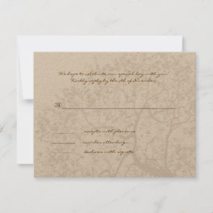 Brown Tree Wedding Monogram Response Card
