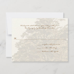 Brown Tree Wedding Monogram Response Card