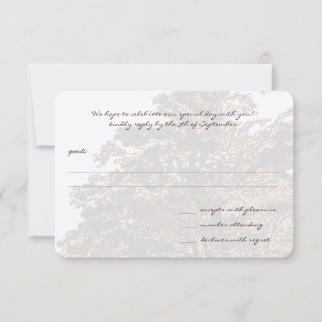 Brown Tree Wedding Monogram Response Card (Front)
