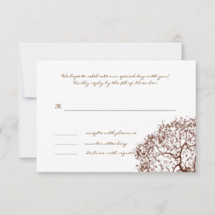 Brown Tree Wedding Monogram Response Card