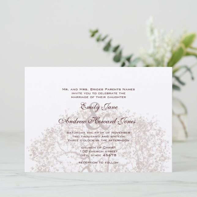 Brown Tree Weddings Invitation (Standing Front)