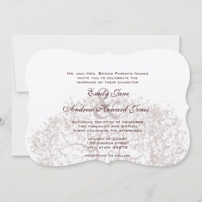 Brown Tree Weddings Invitation (Front)