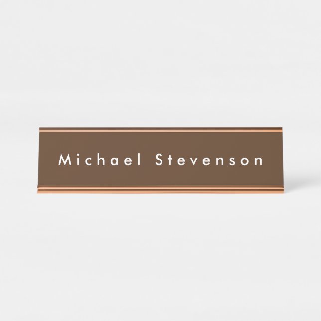 Brown Trendy Modern Professional Desk Name Plate (Front)