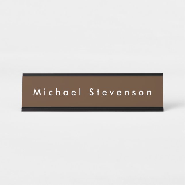 Brown Trendy Modern Professional Desk Name Plate (Front)