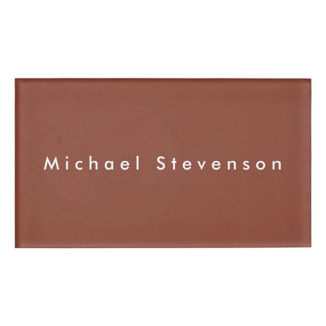 Brown Trendy Modern Professional Name Tag (Front)
