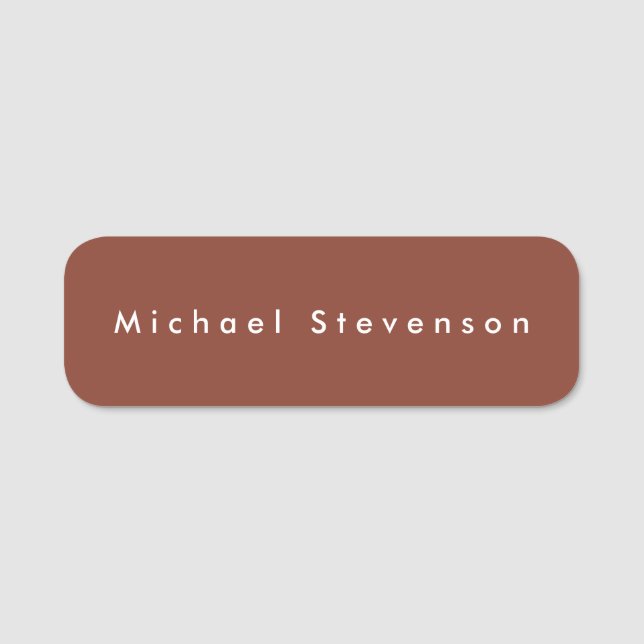 Brown Trendy Modern Professional Name Tag (Front)