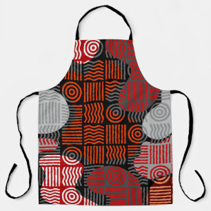 Brown tribal geometric background in block patchwo apron