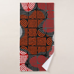 Brown tribal geometric background in block patchwo bath towel